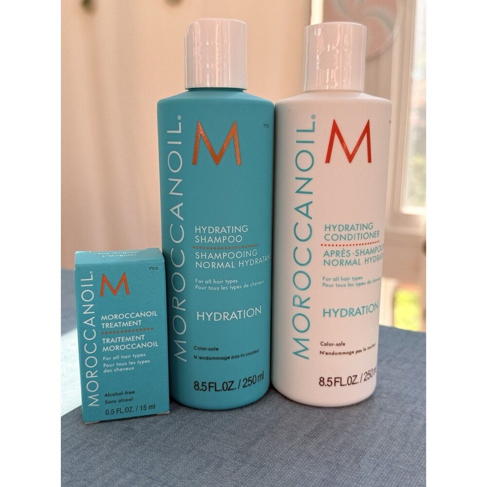 Moroccanoil Hydration Shampoo 8.5oz, Conditioner 8.5 oz + Treatment oil (.85oz)